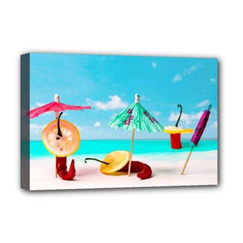 Red Chili Peppers On The Beach Deluxe Canvas 18  X 12  (stretched) by FunnyCow