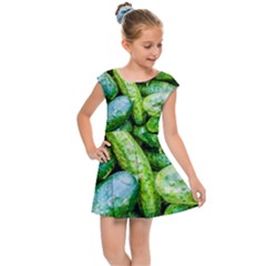 Pile Of Green Cucumbers Kids Cap Sleeve Dress by FunnyCow