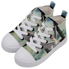 Cute Little Pegasus In The Sky, Cartoon Kid s Mid-top Canvas Sneakers by FantasyWorld7