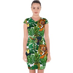 Tropical Pelican Tiger Jungle Capsleeve Drawstring Dress  by snowwhitegirl