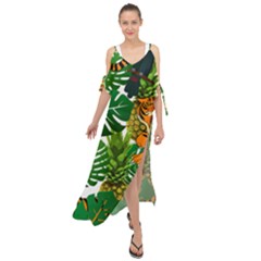 Tropical Pelican Tiger Jungle Maxi Chiffon Cover Up Dress by snowwhitegirl