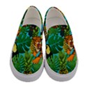 Tropical Pelican Tiger Jungle Blue Women s Canvas Slip Ons View1