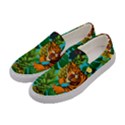 Tropical Pelican Tiger Jungle Blue Women s Canvas Slip Ons View2