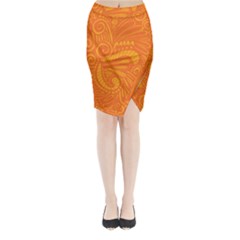 Pop Orange Midi Wrap Pencil Skirt by ArtByAmyMinori