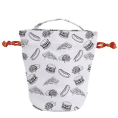 Fast Food Pattern Drawstring Bucket Bag by Valentinaart