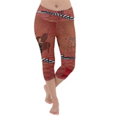 Cute Fairy Dancing On A Piano Lightweight Velour Capri Yoga Leggings by FantasyWorld7