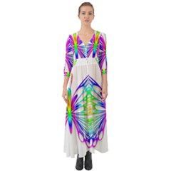 Rainbow Butterfly Button Up Boho Maxi Dress by amazinganimals