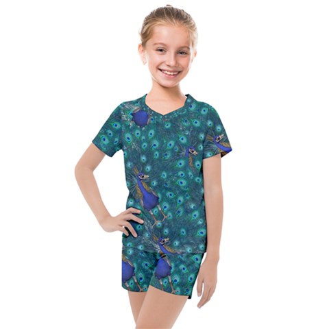 Peacocks Kids  Mesh Tee And Shorts Set by snowwhitegirl