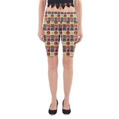 Victorian Fruit Labels Yoga Cropped Leggings by snowwhitegirl