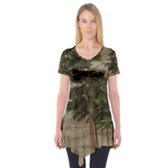 Vintage Bamboo Trees Short Sleeve Tunic  by snowwhitegirl