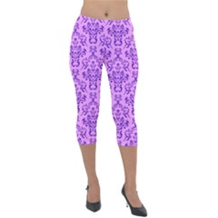 Victorian Violet Lightweight Velour Capri Leggings  by snowwhitegirl