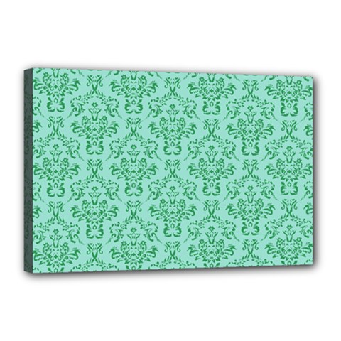 Victorian Teal Ornamental Canvas 18  X 12  (stretched) by snowwhitegirl