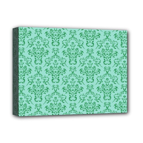 Victorian Teal Ornamental Deluxe Canvas 16  X 12  (stretched)  by snowwhitegirl