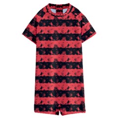 Donated Kidney Pink And Black Halloween Nightmare Stripes  Kids  Boyleg Half Suit Swimwear by PodArtist
