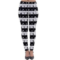 Black And White Halloween Nightmare Stripes Lightweight Velour Leggings by PodArtist