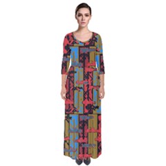 Rectangles Texture                                                      Quarter Sleeve Maxi Dress by LalyLauraFLM