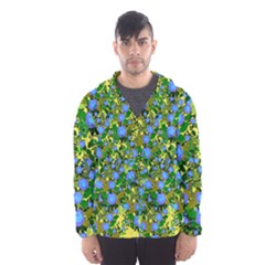 Blue Luminescent Roses Yellow Hooded Windbreaker (men) by snowwhitegirl