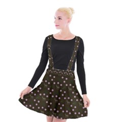 Brown Deer Trees Pattern Suspender Skater Skirt by snowwhitegirl