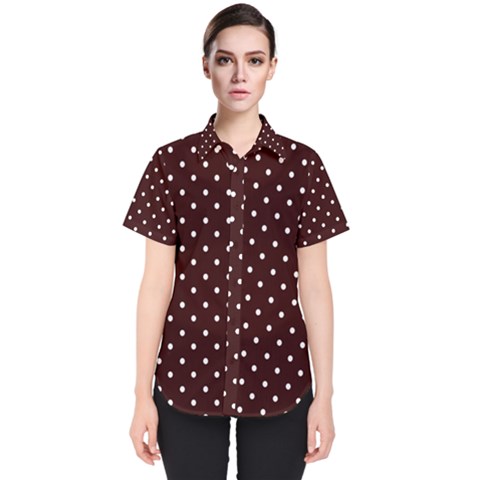 Little  Dots Maroon Women s Short Sleeve Shirt by snowwhitegirl