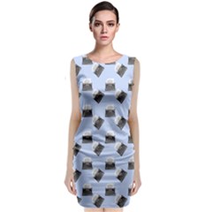Retro Typewriter Blue Pattern Sleeveless Velvet Midi Dress by snowwhitegirl