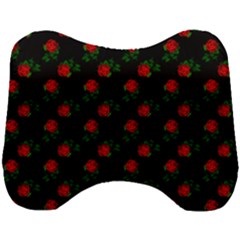 Red Roses Black Head Support Cushion by snowwhitegirl