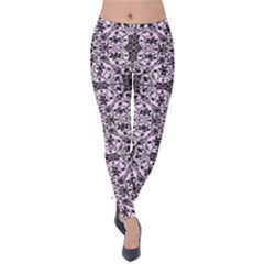 Ornamental Pink Black Velvet Leggings by snowwhitegirl