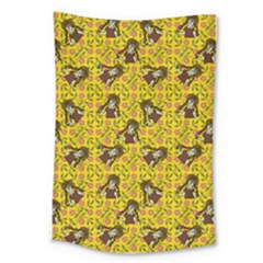 Girl With Popsicle Yellow Floral Large Tapestry by snowwhitegirl