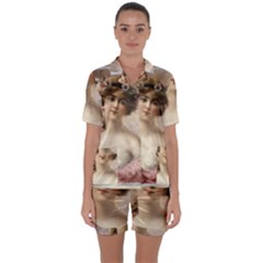 Vintage 1501573 1280 Satin Short Sleeve Pyjamas Set by vintage2030