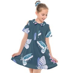 Butterfly Pattern Dead Death Rose Kids  Short Sleeve Shirt Dress by Sapixe