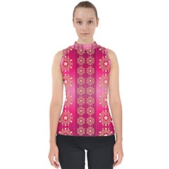 Background Pattern Pink Wallpaper Mock Neck Shell Top by Sapixe
