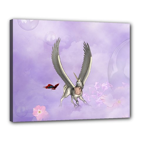 Cute Little Pegasus With Butterflies Canvas 20  X 16  (stretched) by FantasyWorld7