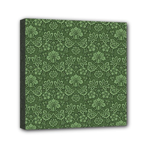 Damask Green Mini Canvas 6  X 6  (stretched) by vintage2030