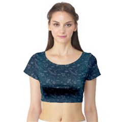 Retro Space Pattern Short Sleeve Crop Top by JadehawksAnD