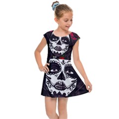 Mexican Skull Lady Kids Cap Sleeve Dress by snowwhitegirl