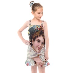 Victorian Lady Blue Floral Kids  Overall Dress by snowwhitegirl