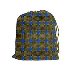 Mod Yellow Blue Circles Pattern Drawstring Pouch (xl) by BrightVibesDesign
