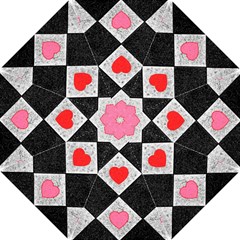 Diamonds Hearts Mosaic Pattern Hook Handle Umbrellas (small) by Simbadda