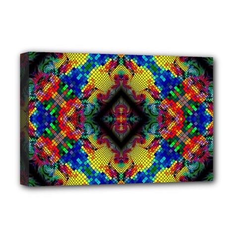 Kaleidoscope Art Pattern Ornament Deluxe Canvas 18  X 12  (stretched) by Simbadda