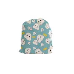 Cute Kawaii Popcorn Pattern Drawstring Pouch (small) by Valentinaart