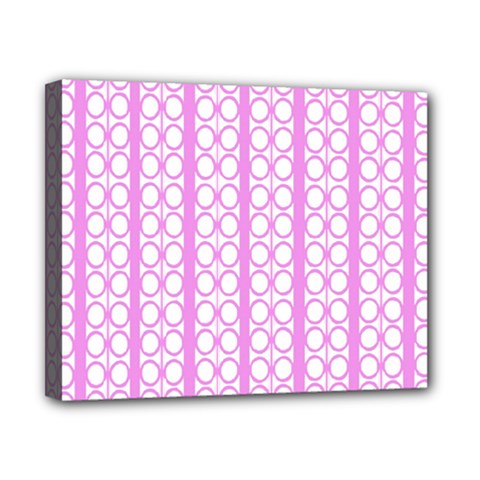 Circles Lines Light Pink White Pattern Canvas 10  X 8  (stretched) by BrightVibesDesign