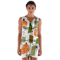 Halloween Mid Century Modern Wrap Front Bodycon Dress by KayCordingly