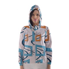Minimalist Wavy Rectangles Hooded Windbreaker (women) by KayCordingly