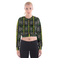 Stars And Flowers Decorative Cropped Sweatshirt by pepitasart