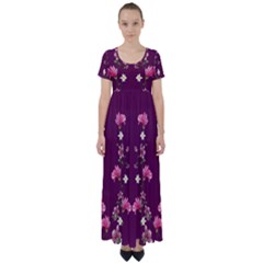New Motif Design Textile New Design High Waist Short Sleeve Maxi Dress by Simbadda