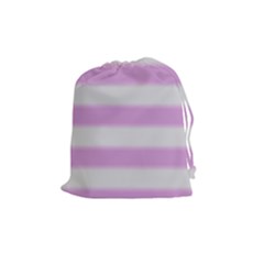 Bold Stripes Soft Pink Pattern Drawstring Pouch (medium) by BrightVibesDesign