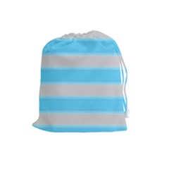Bold Stripes Turquoise Pattern Drawstring Pouch (large) by BrightVibesDesign