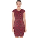 Abstract Background Red Black Capsleeve Drawstring Dress  View1
