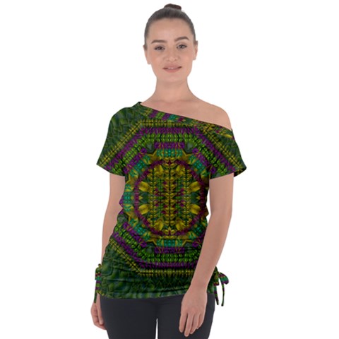 Butterfly Flower Jungle And Full Of Leaves Everywhere Tie-up Tee by pepitasart