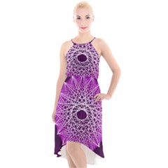 Mandala Mallow Circle Abstract High-low Halter Chiffon Dress  by Simbadda