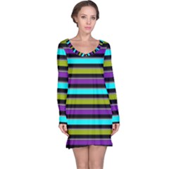 Retro Stripe 1 Version 2 Long Sleeve Nightdress by dressshop